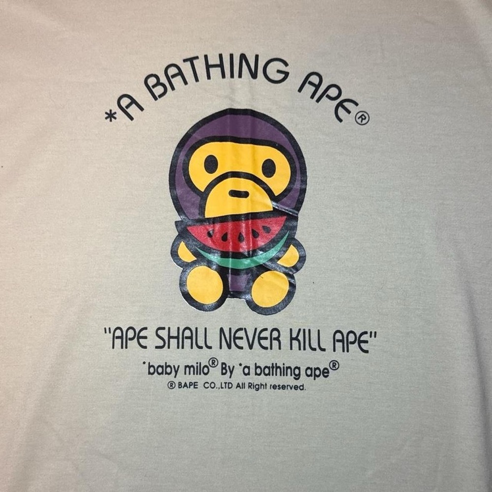 NEW BAPE x Baby Milo VTG 2000s RARE Cream Baby Milo Graphic T-Shirt — S5/SMALL - Picture 3 of 6